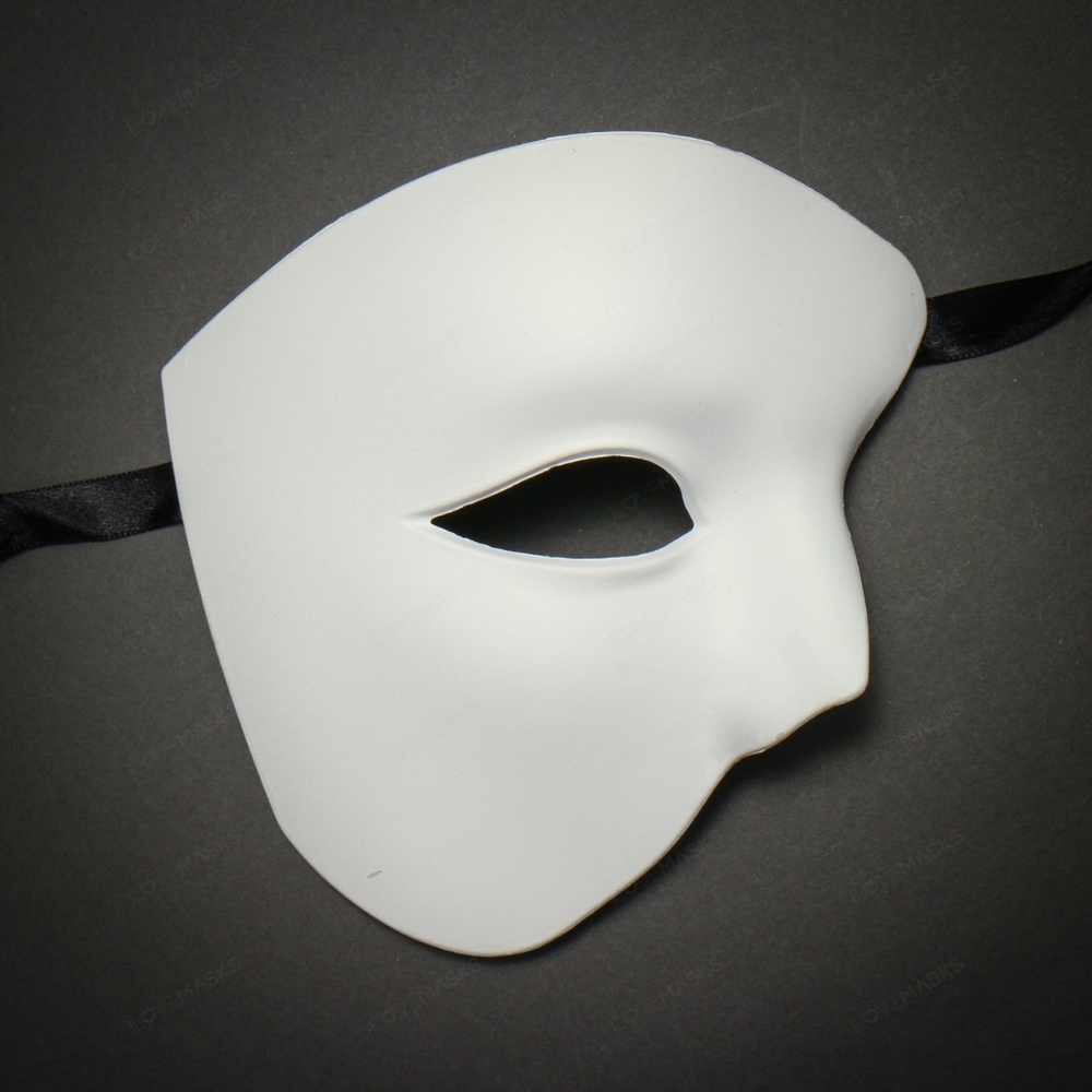 Half Face Phantom of The Opera Masquerade - White